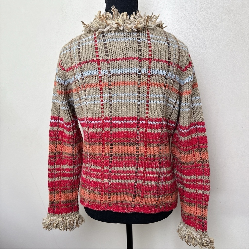 Susan Bristol Womens Small Chunky Hand Embroidered Fringe Multi Color Ca… - Picture 2 of 15